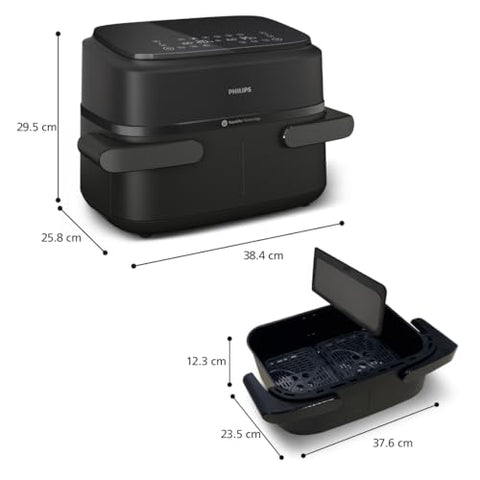 Air Fryer Série 1000 Panier Flexible avec Séparateur Amovible - Airfryer 7.1L, Technologie RapidAir, 10 Modes de Cuisson, 90% Matières Grasses en Moins(NA154/00)