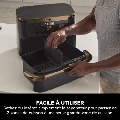 Foodi FlexDrawer Air Fryer, Dual Zone Avec Séparateur Amovible, Grand Tiroir de 10.4 L, AF500EUCP