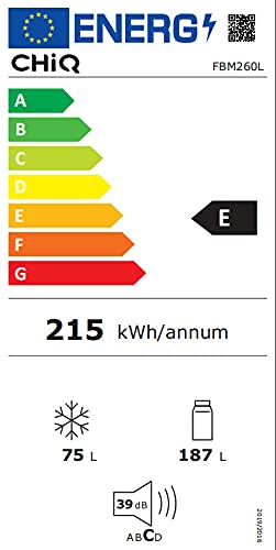 Réfrigérateur congélateur bas FBM260L 262L (187+75), Low frost, Acier inoxydable, Portes réversibles, 39 db, 12 ans de garantie sur le compresseur