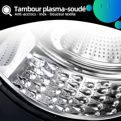CW07123863AX Lave linge hublot - 7kg, Classe énergétique A, Moteur BLDC 1200 RPM, Lavage vapeur & rapide, 15 programmes, Design compact (60x46.5x84cm) - Gris