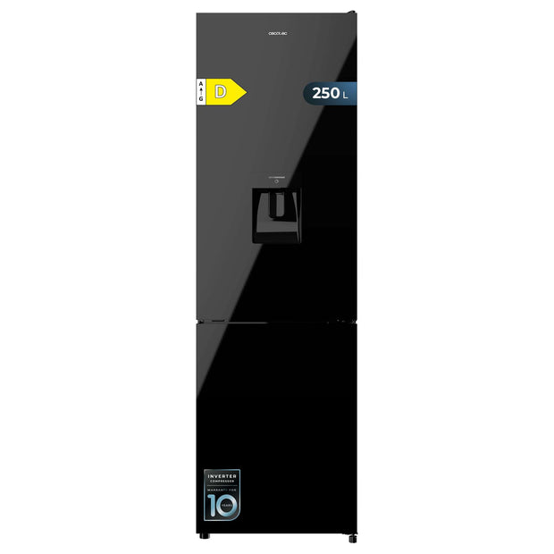 Réfrigérateur combiné Bolero CoolMarket Combi 250 WD Black Glass D. Capacité de 250L, classe D, compresseur Inverter, Total No Frost, porte réversible