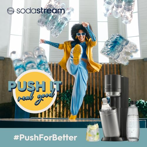 Machine à gazéifier Crystal 3.0 avec cylindre de CO2 Quick-Connect | avec 2 bouteilles en verre Crystal de 0,8 l | Couleur : titane