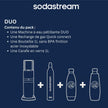 DUO Machine à Eau Pétillante et Soda pour Carafe en Verre | Pack 1 Carafe en Verre 1L + 1 Bouteille 1L Finition Acier Inoxydable Lave-Vaisselle + 1 Recharge de Gaz 60L à Clipser | Noire