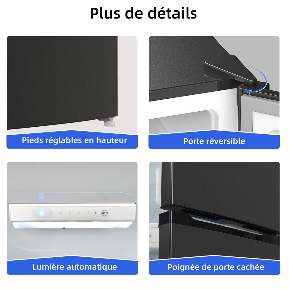 Réfrigérateur congélateur bas FBM260L 262L (187+75), Low frost, Acier inoxydable, Portes réversibles, 39 db, 12 ans de garantie sur le compresseur