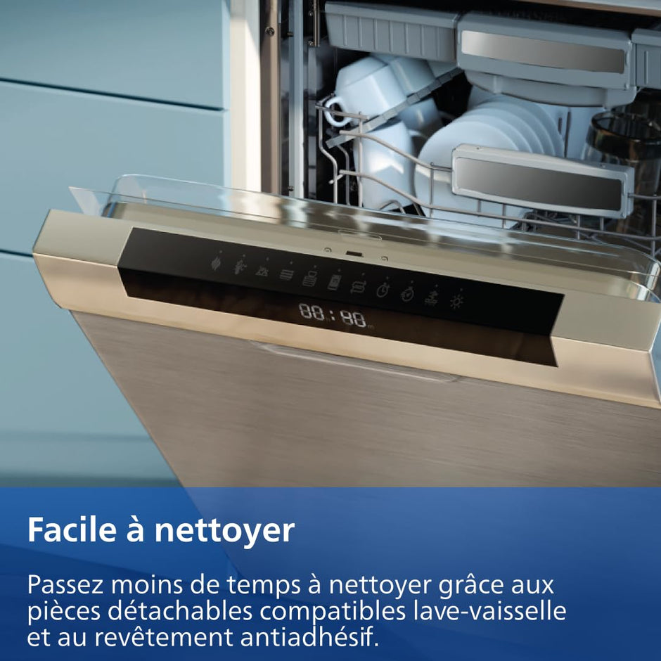 Air Fryer Série 1000 Panier Flexible avec Séparateur Amovible - Airfryer 7.1L, Technologie RapidAir, 10 Modes de Cuisson, 90% Matières Grasses en Moins(NA154/00)