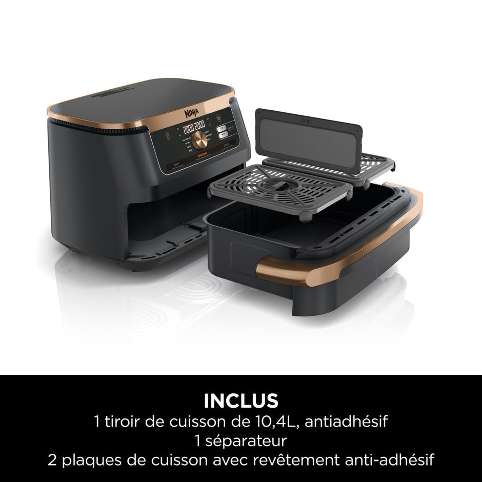 Foodi FlexDrawer Air Fryer, Dual Zone Avec Séparateur Amovible, Grand Tiroir de 10.4 L, AF500EUCP