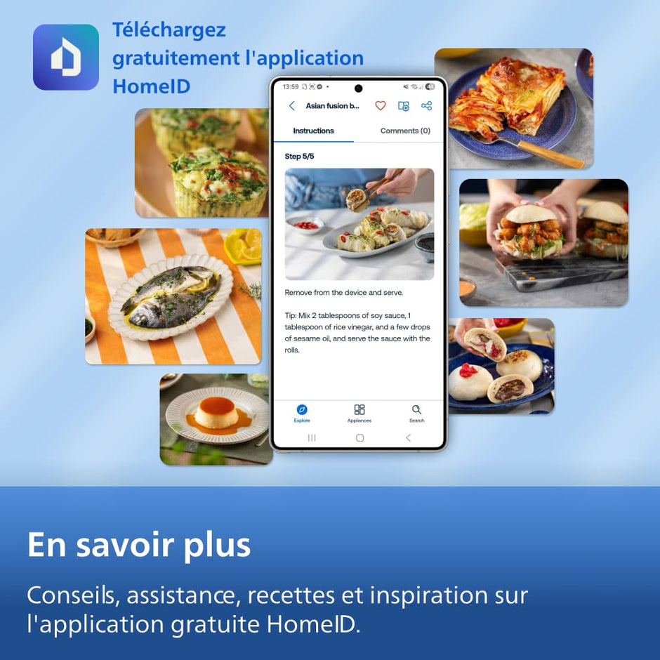 Air Fryer Série 1000 Panier Flexible avec Séparateur Amovible - Airfryer 7.1L, Technologie RapidAir, 10 Modes de Cuisson, 90% Matières Grasses en Moins(NA154/00)
