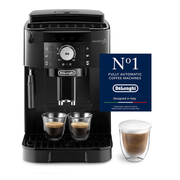 Magnifica S - Perfetto Machine à Café Automatique avec Mousseur à Lait Manuel, Machine à Espresso et Cappuccino, Panneau de Commande avec Boutons, Noir (ECAM11.112.B)