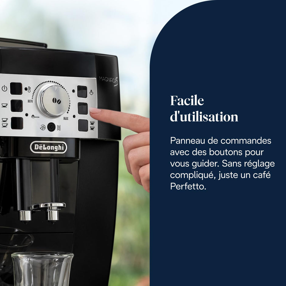 Magnifica S - Perfetto Machine à Café Automatique avec Mousseur à Lait Manuel, Noir (ECAM22.110.B)
