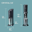 Machine à gazéifier Crystal 3.0 avec cylindre de CO2 Quick-Connect | avec 2 bouteilles en verre Crystal de 0,8 l | Couleur : titane