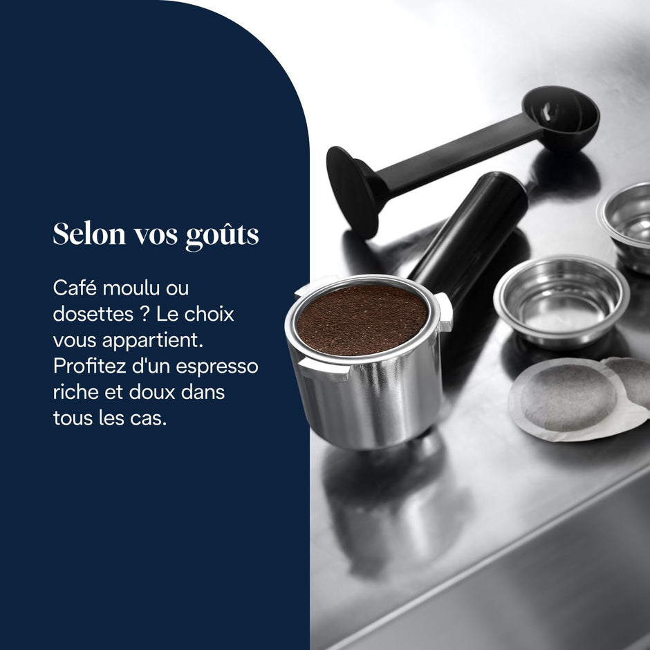Dedica Style EC685.M, Machine à Expresso avec Buse à Mousse de Lait Professionnelle, Seulement 15 cm de Large, Réservoir de 1 L, Boîtier en Métal, Compatible avec les Dosettes E.S.E, Métal