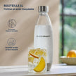 DUO Machine à Eau Pétillante et Soda pour Carafe en Verre | Pack 1 Carafe en Verre 1L + 1 Bouteille 1L Finition Acier Inoxydable Lave-Vaisselle + 1 Recharge de Gaz 60L à Clipser | Noire
