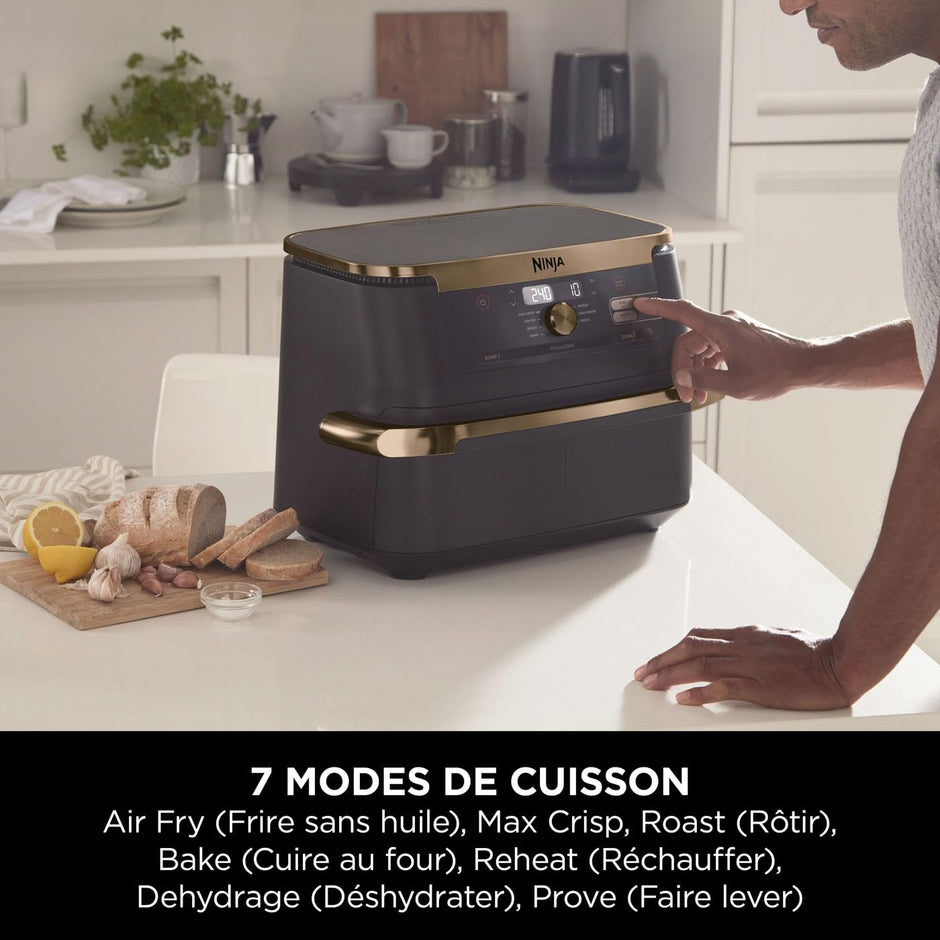 Foodi FlexDrawer Air Fryer, Dual Zone Avec Séparateur Amovible, Grand Tiroir de 10.4 L, AF500EUCP