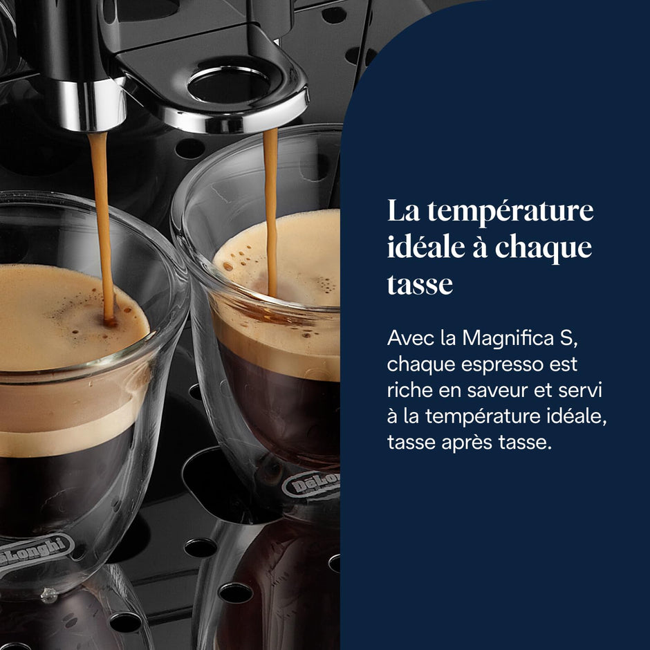 Magnifica S - Perfetto Machine à Café Automatique avec Mousseur à Lait Manuel, Noir (ECAM22.110.B)