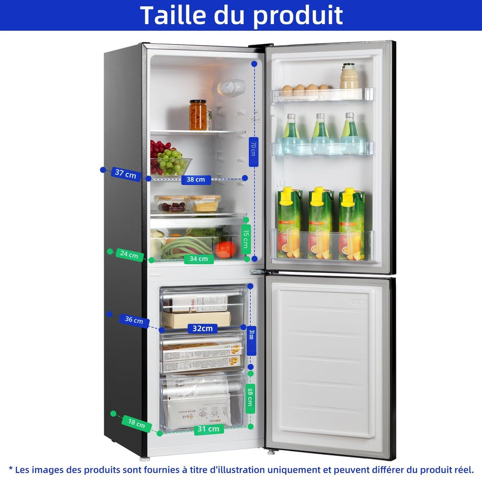 Réfrigérateur congélateur bas FBM157L42 157L (109+48), Largeur 47cm, Low frost, 39 db, Portes réversibles, 12 ans de garantie sur le compresseur