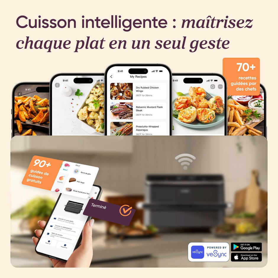 Air Fryer 10L Twinfry, Friteuse sans Huile Double Résistance, Airfryer à Dual Zone Avec Séparateur Amovible