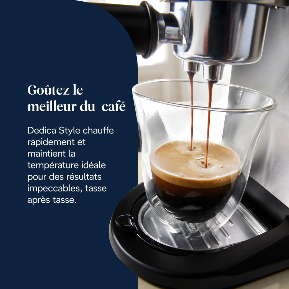 Dedica Style EC685.M, Machine à Expresso avec Buse à Mousse de Lait Professionnelle, Seulement 15 cm de Large, Réservoir de 1 L, Boîtier en Métal, Compatible avec les Dosettes E.S.E, Métal