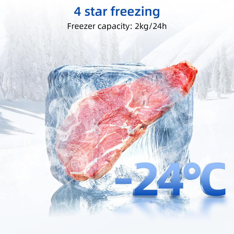Réfrigérateur congélateur en haut Réfrigérateur congélateur - 86 L (61/25L) - Portes réversibles, Congélateur 4 étoiles, Machine à glaçons, Garantie compresseur 12 ans, Classe E