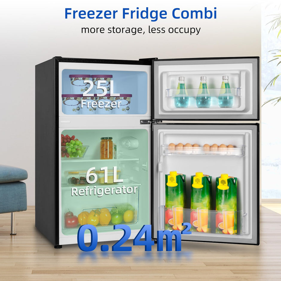 Réfrigérateur congélateur en haut Réfrigérateur congélateur - 86 L (61/25L) - Portes réversibles, Congélateur 4 étoiles, Machine à glaçons, Garantie compresseur 12 ans, Classe E