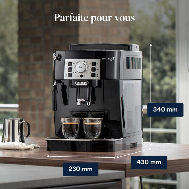 Magnifica S - Perfetto Machine à Café Automatique avec Mousseur à Lait Manuel, Noir (ECAM22.110.B)