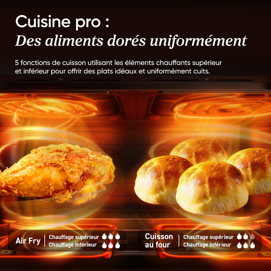 Air Fryer 10L Twinfry, Friteuse sans Huile Double Résistance, Airfryer à Dual Zone Avec Séparateur Amovible