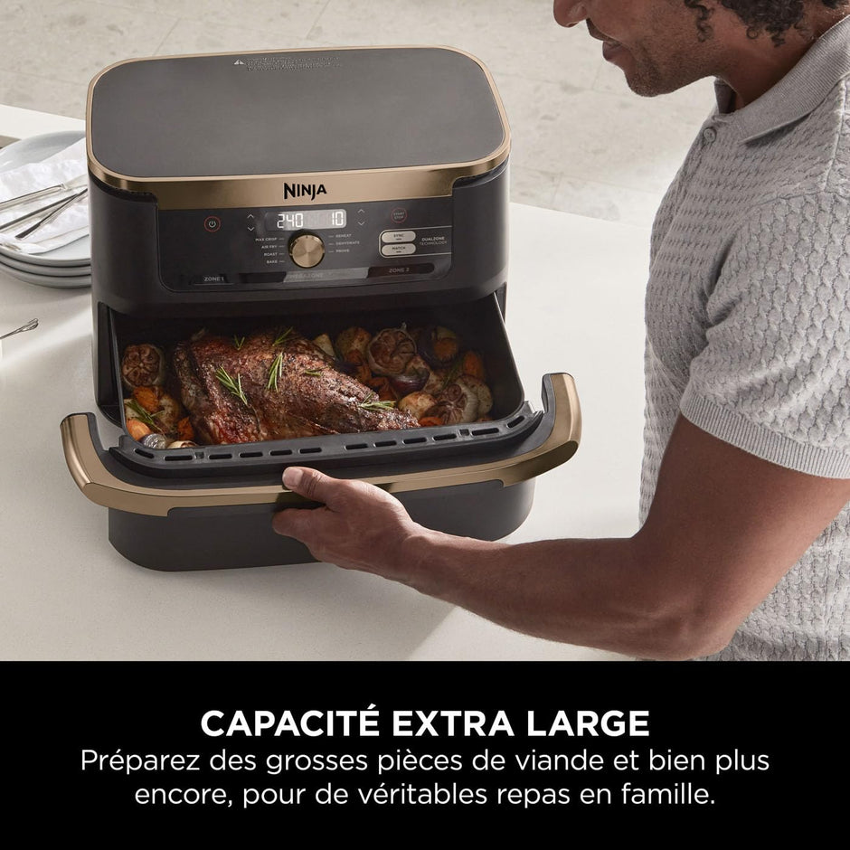 Foodi FlexDrawer Air Fryer, Dual Zone Avec Séparateur Amovible, Grand Tiroir de 10.4 L, AF500EUCP