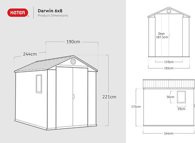 6 x 8 ft Outdoor Garden Storage Shed with Double Doors