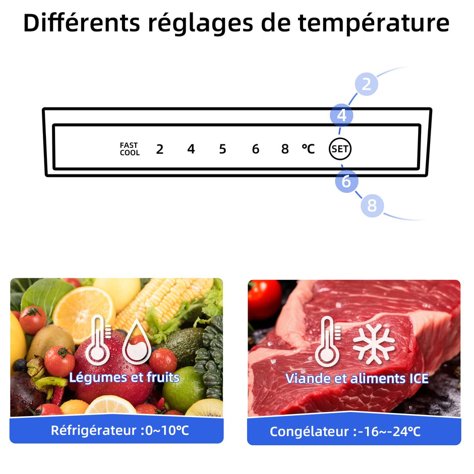 Réfrigérateur congélateur bas FBM260L 262L (187+75), Low frost, Acier inoxydable, Portes réversibles, 39 db, 12 ans de garantie sur le compresseur