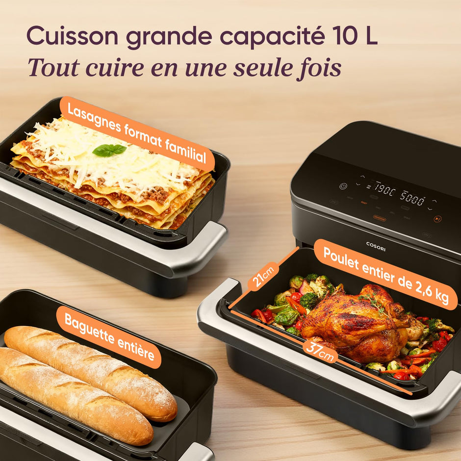 Air Fryer 10L Twinfry, Friteuse sans Huile Double Résistance, Airfryer à Dual Zone Avec Séparateur Amovible