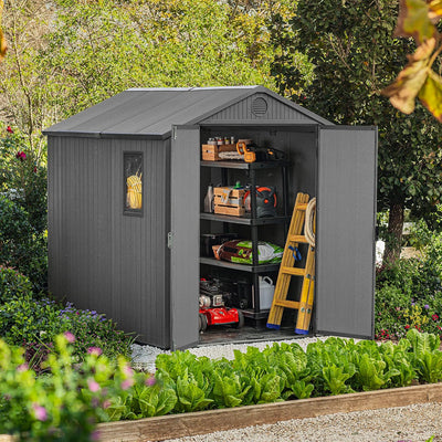 6 x 8 ft Outdoor Garden Storage Shed with Double Doors