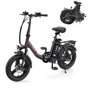 Gopina Electric Bike, 16" x 3.0 Fat Tire Electric Bike for Adults, 350W Folding Electric Bike
